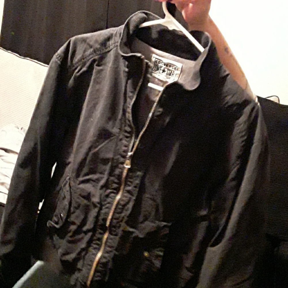 Converse all star black zip-up coat